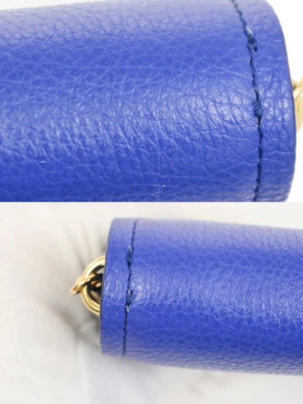 CHLOE Logo Aby Chain Shoulder Bifold Long Wallet Leather Blue GHW Spain 64MA495 - Picture 8 of 16